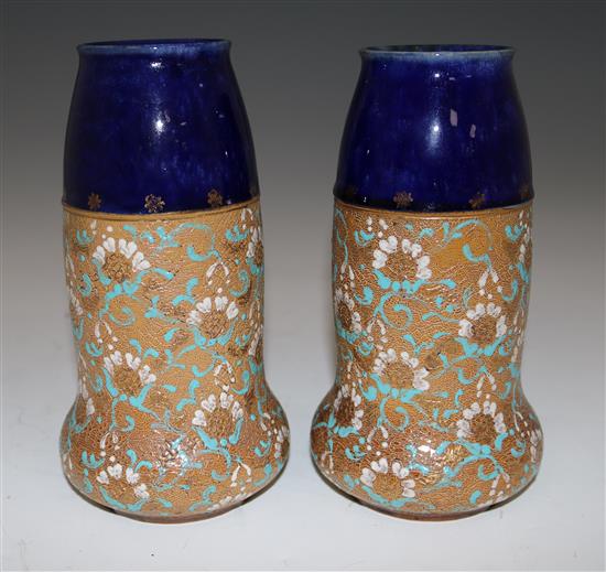 A pair of Royal Doulton Slaters patent vases, 20cms